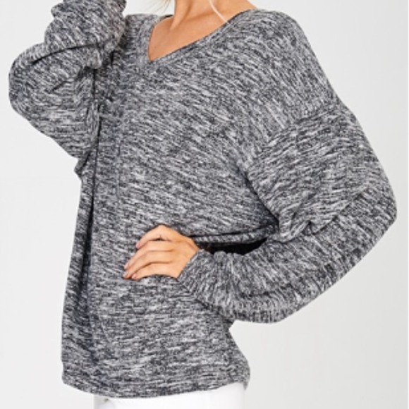 NWT Wishlist Balloon Sleeve Sweater Heather Black - Picture 5 of 5